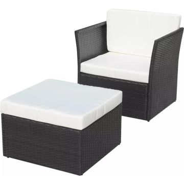 vidaXL-Tuinstoel-met-voetenbank-poly-rattan-zwart