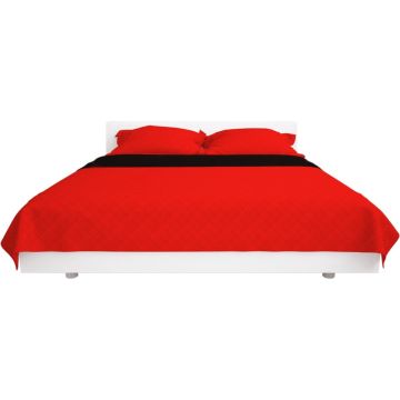 vidaXL Dubbelzijdige quilt bedsprei rood en zwart 220x240 cm