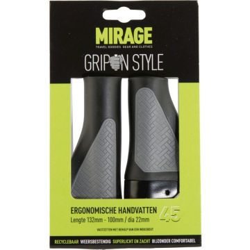 Handvatpaar Mirage Grips in style #45 - 132/100 mm met lockring - zwart / grijs