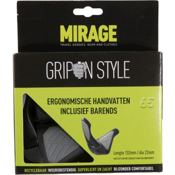 Handvatpaar Mirage Grips in style #65 - L = 134/134 mm met barends - zwart