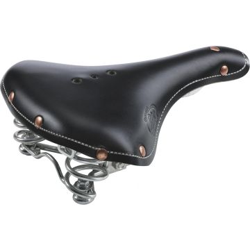 Selle Monte Grappa Old Frontiers Classic - Fietszadel - Met veer - Leer - Zwart