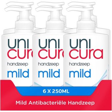 6x UNICURA ZEEP VLOEIBAAR POMP MILD 250ml