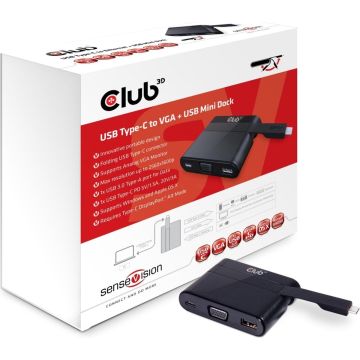 Club3D Mini Dock USB Type-C to VGA + USB 3.0 + USB Type-C for Charging