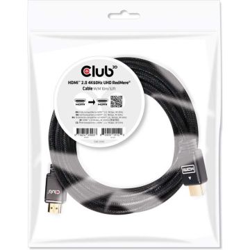 club3D HDMI Aansluitkabel HDMI-A stekker, HDMI-A stekker 10.00 m Zwart CAC-2313 Vlambestendig, High Speed HDMI HDMI-kab
