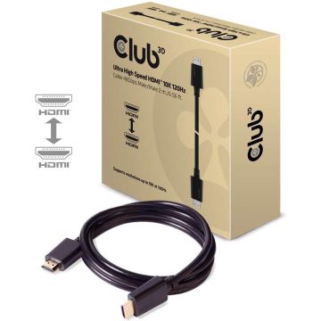 club3D HDMI Aansluitkabel HDMI-A stekker, HDMI-A stekker 2.00 m Zwart CAC-1372 HDMI-kabel