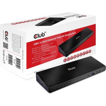 club3D USB-C™ 3.2 Gen1 Universal Triple 4K Charging Dock USB-C laptopdockingstation Geschikt voor merk: Universeel Incl