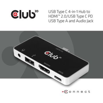 CLUB3D csv-1591 Docking USB 3.0 (3.1 Gen 1) Type-C Zwart, Chroom