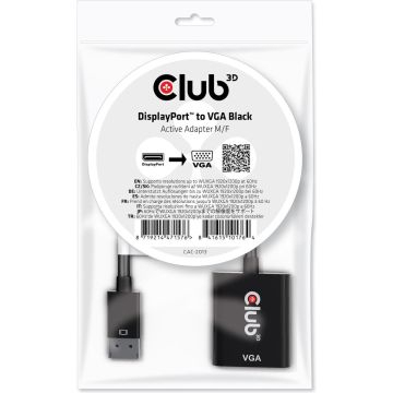 CLUB3D DisplayPort™ to VGA Black Active Adapter M/V