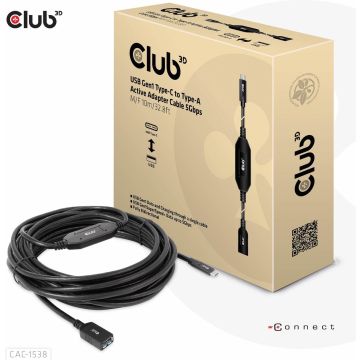 CLUB3D USB Gen1 Type-C to Type-A Active Adapter Cable 5Gbps M/F 10m/32.8ft