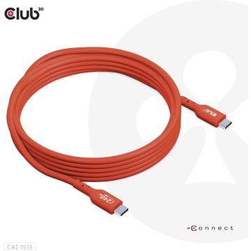 CLUB3D USB2 Type-C Bi-Directional USB-IF Certified Cable Data 480Mb, PD 240W(48V/5A) EPR M/M 3m / 9.84 ft, 3 m, USB C, USB C, USB 2.0, Oranje