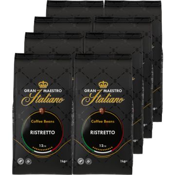 Gran Maestro Italiano – Ristretto - Koffiebonen - Bonen voor Ristretto - Krachtige Smaak – 8 x 1kg