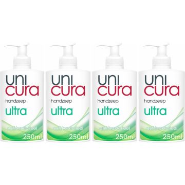 Unicura Vloeibare Handzeep Pomp Ultra - 4 x 250 ml Voordeelverpakking