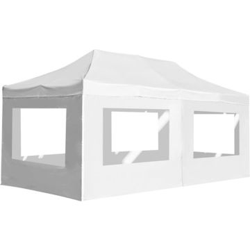 vidaXL Partytent inklapbaar met wanden 6x3 m aluminium wit