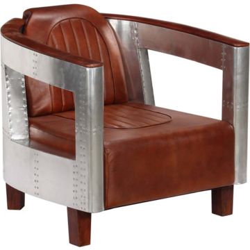 vidaXL Fauteuil luchtvaartstijl echt leer bruin