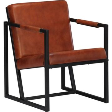 vidaXL Fauteuil echt leer bruin