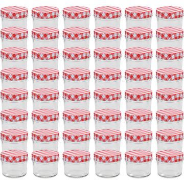 vidaXL Jampotten met wit met rode deksels 48 st 110 ml glas