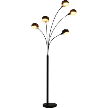 vidaXL Lamp staand 5xE14 200 cm zwart en goud