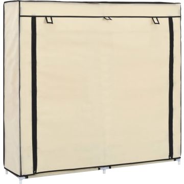 vidaXL Schoenenkast met hoes 115x28x110 cm stof crème