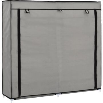 vidaXL Schoenenkast met hoes 115x28x110 cm stof grijs