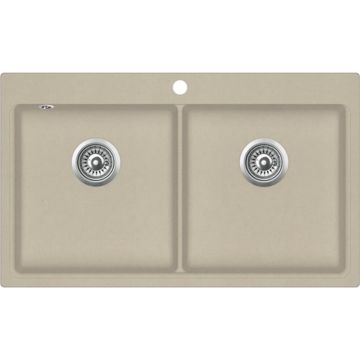 vidaXL Gootsteen dubbele bakken graniet beige