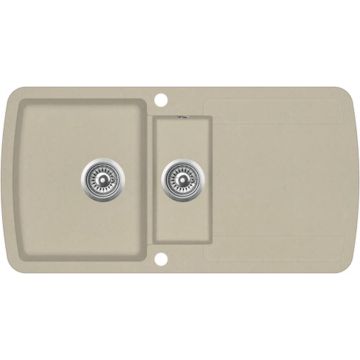 vidaXL Gootsteen dubbele bakken graniet beige