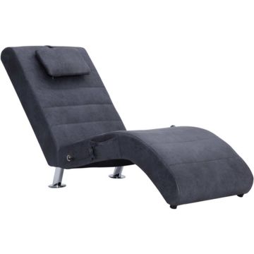 vidaXL Massage chaise longue met kussen kunstsuède grijs