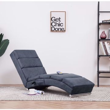 vidaXL Massage chaise longue kunstsuède grijs