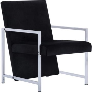 vidaXL Fauteuil met chromen poten fluweel zwart