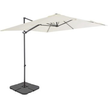 vidaXL Parasol met draagbare voet zandkleurig