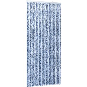 vidaXL Vliegengordijn 100x220 cm chenille blauw, wit en zilver