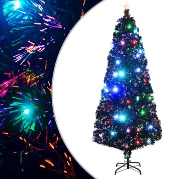 vidaXL Kunstkerstboom met standaard/LED 210 cm glasvezel