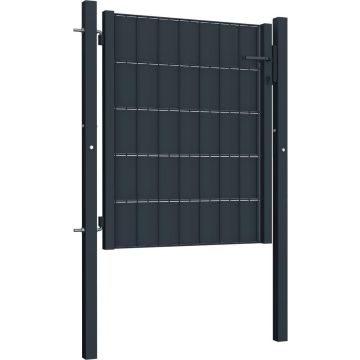 vidaXL Poort 100x81 cm PVC en staal antracietkleurig