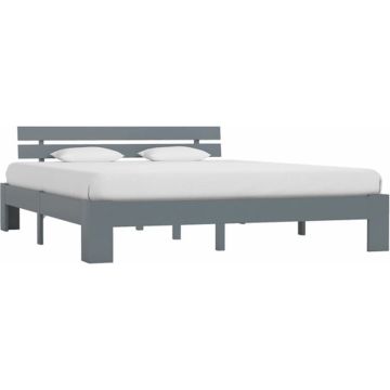 vidaXL Bedframe massief grenenhout grijs 180x200 cm