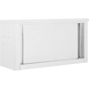 vidaXL Keukenwandkast met schuifdeuren 90x40x50 cm roestvrij staal