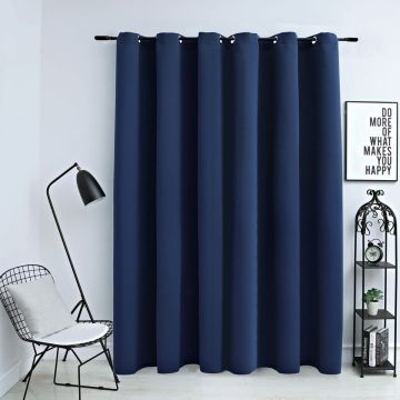 vidaXL Gordijn verduisterend met metalen ringen 290x245 cm blauw