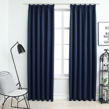 vidaXL Gordijnen verduisterend met haken 2 st 140x245 cm blauw