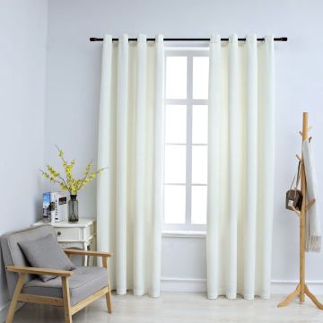 vidaXL Gordijn verduisterend met ringen 2 st 140x175 cm fluweel crème