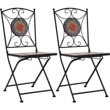 vidaXL Bistrostoelen mozaïek 2 st oranje en grijs