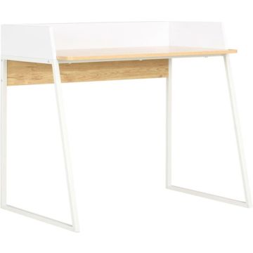 vidaXL Bureau 90x60x88 cm wit en eikenkleurig