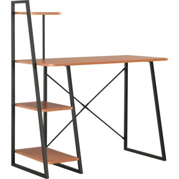 vidaXL Bureau met schappen 102x50x117 cm zwart en bruin