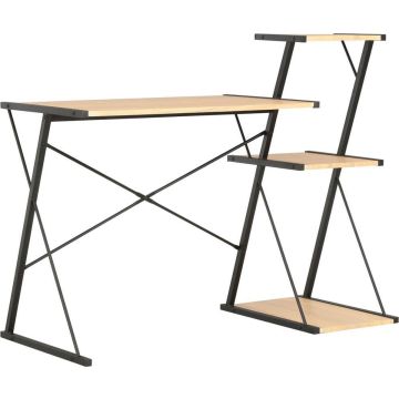 vidaXL Bureau met schap 116x50x93 cm zwart en eikenkleurig