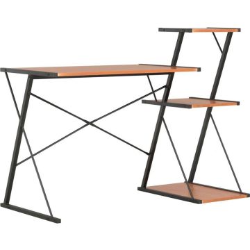 vidaXL Bureau met schap 116x50x93 cm zwart en bruin