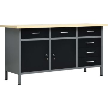 vidaXL Werkbank 160x60x85 cm staal zwart