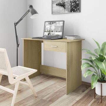 vidaXL Bureau 100x50x76 cm bewerkt hout gerookt eikenkleurig