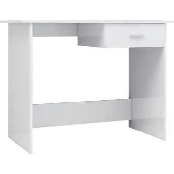 vidaXL Bureau 100x50x76 cm bewerkt hout hoogglans wit