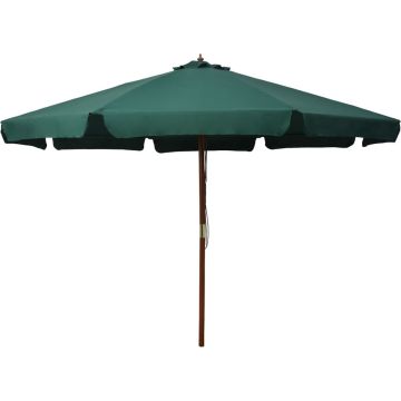 vidaXL Parasol met houten paal 330 cm groen