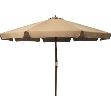 vidaXL Parasol met houten paal 330 cm taupe