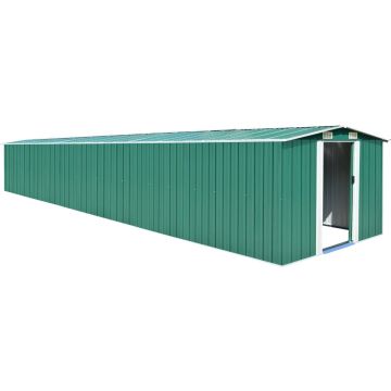 vidaXL Tuinschuur 257x779x181 cm gegalvaniseerd staal groen