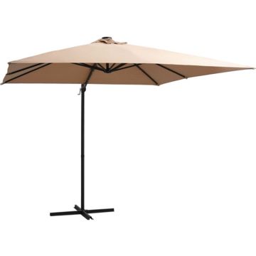 vidaXL Zweefparasol met LED-verlichting stalen paal 250x250 cm taupe