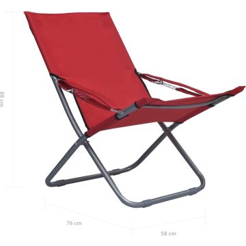 vidaXL Strandstoelen 2 st inklapbaar stof rood